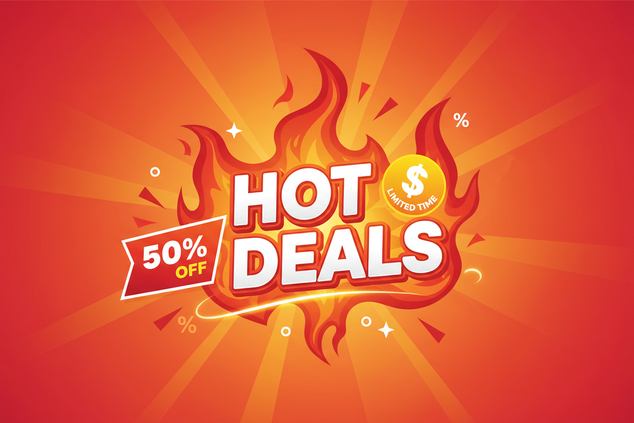 Assorted best-selling products displayed together to represent hot deals and discounted offers.