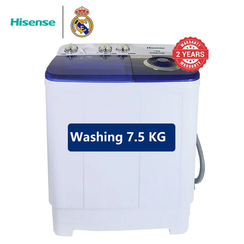 Hisense WSQB753W 7.5kg Twin-Tub Washing Machine, Efficient Laundry Solution