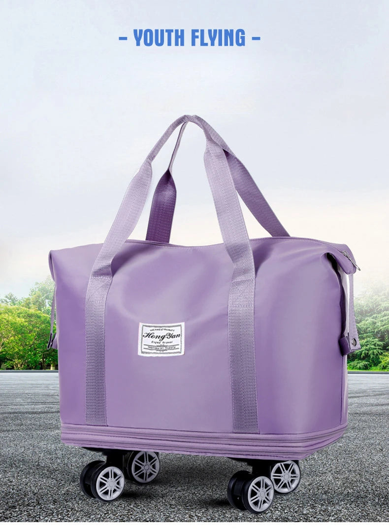 Universal wheel expandable luggage Large capacity dry and wet separation storage travel fitness bag  lightweight luggage