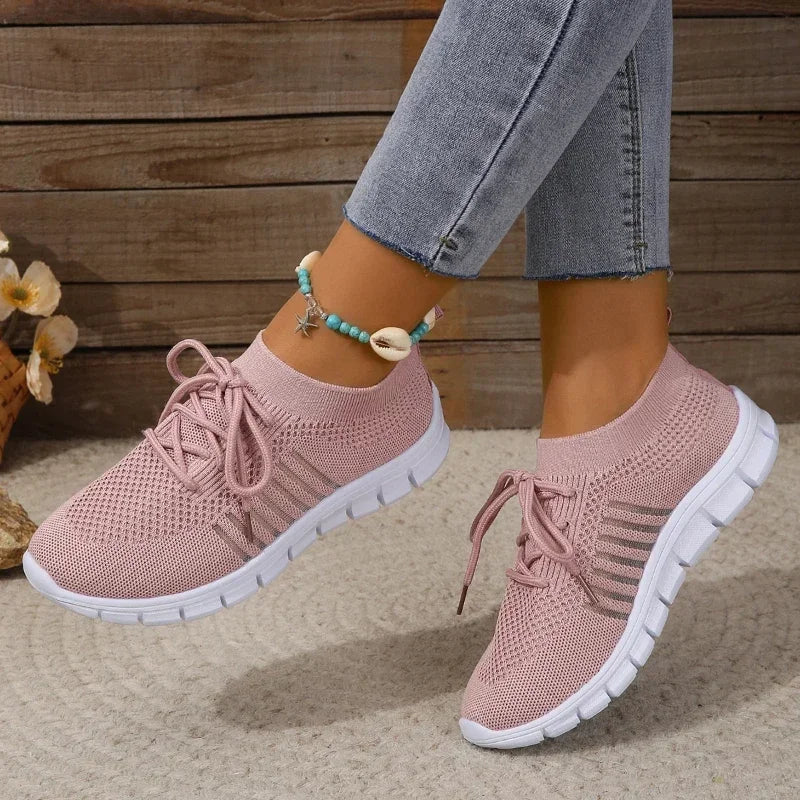 Summer Women Mesh Breathable Casual Shoes Woman Slip on Lightweight Sneakers Girl Lace Up Fashion Comfortable Walking Shoes