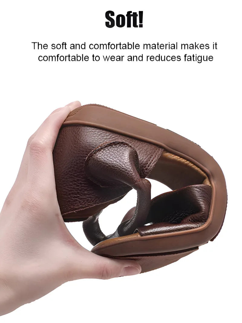 Handmade Cowhide Sandals Genuine Leather Round Toe Hand-Woven Hollow Lightweight Roman Sandals Fish Mouth Casual Sandals