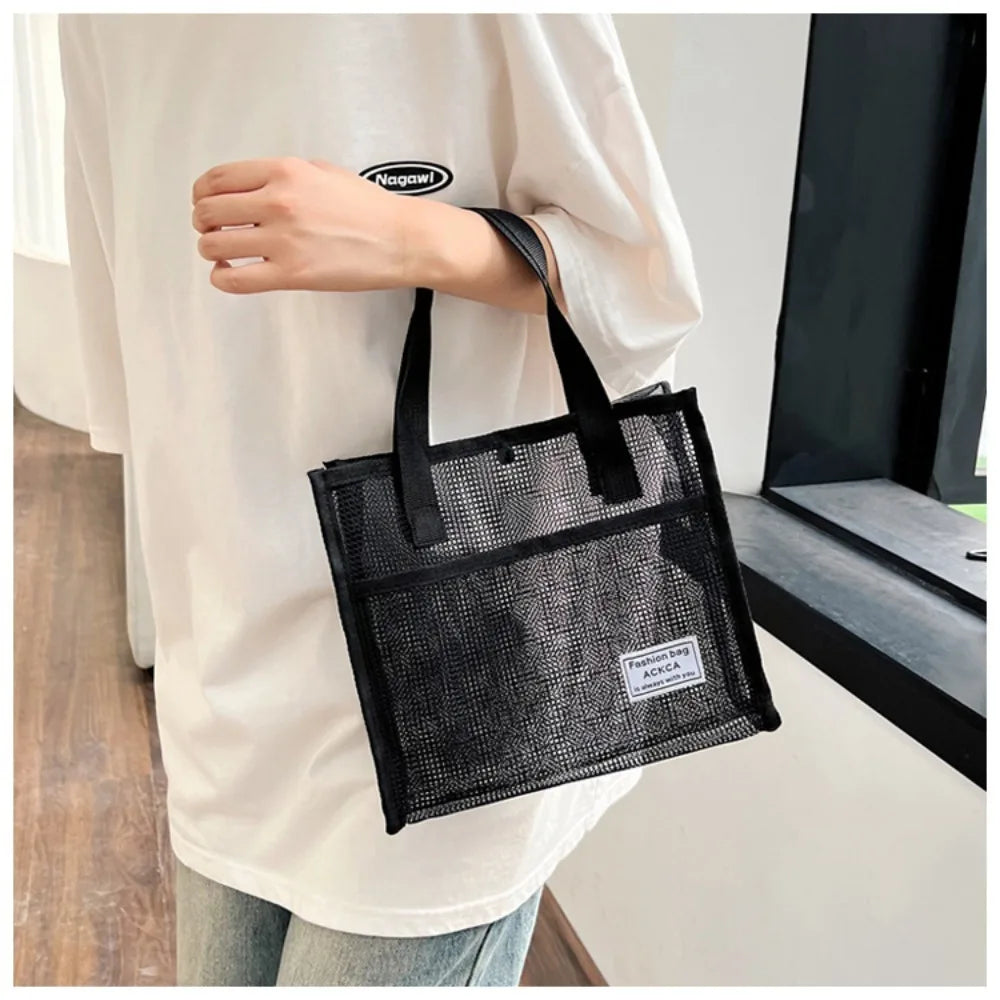 Women's Bag Minimalist Large Capacity Mesh Beach Bag Women's Handle Bag Shopping Travel