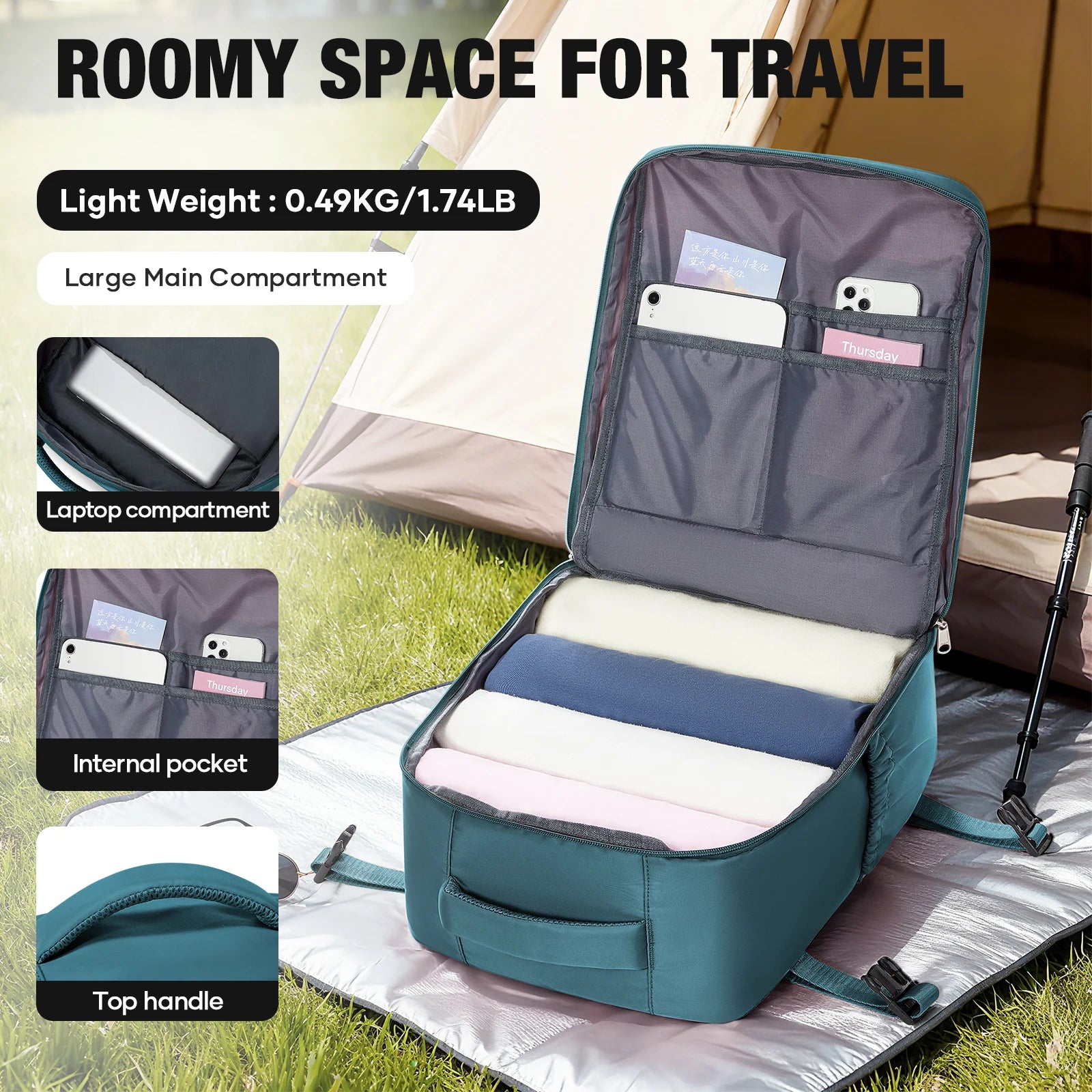 Ryanair 40x30x20 Cabin Bag Women Men leisure School Laptop Bag Carry on Luggage, Wizzair,Vacuum Compression Bag with Manual Pump