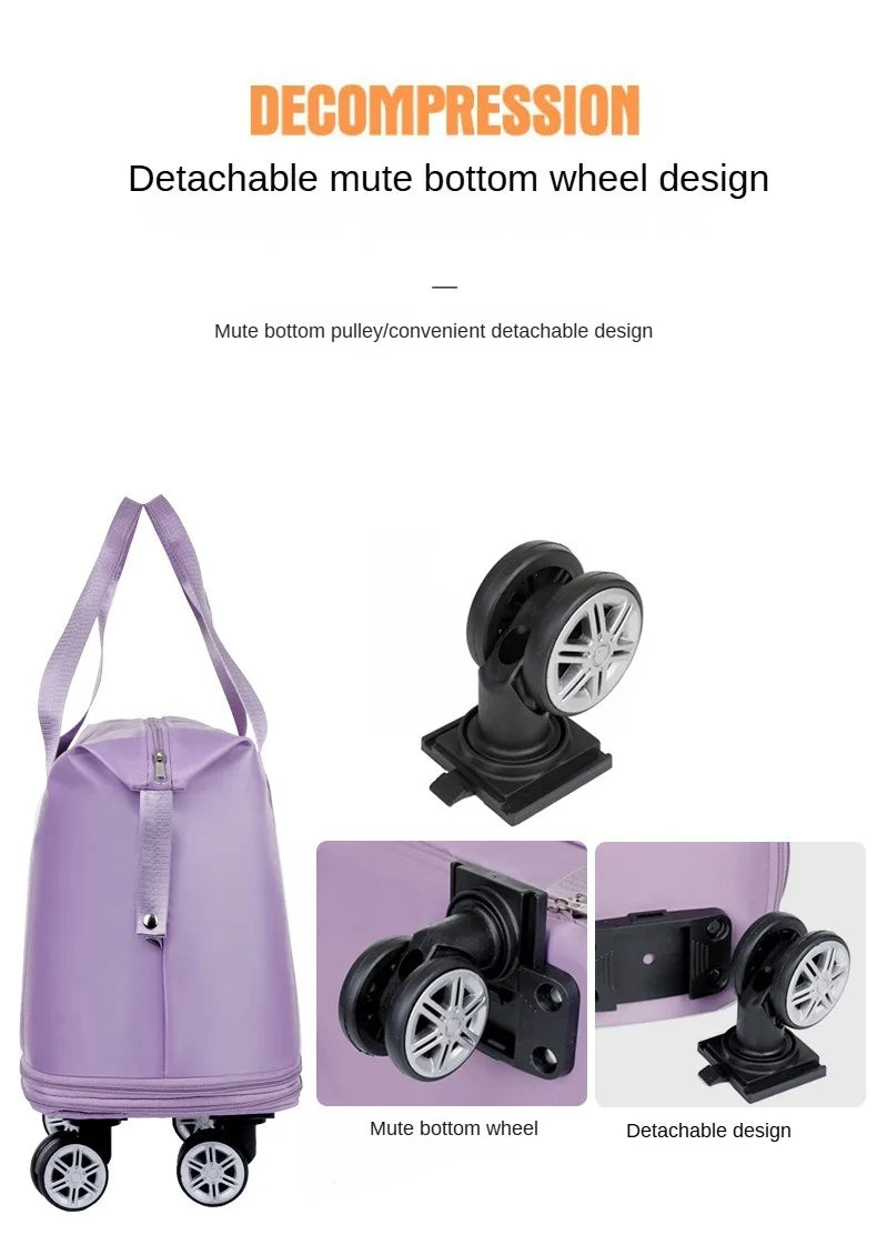 Universal wheel expandable luggage Large capacity dry and wet separation storage travel fitness bag  lightweight luggage