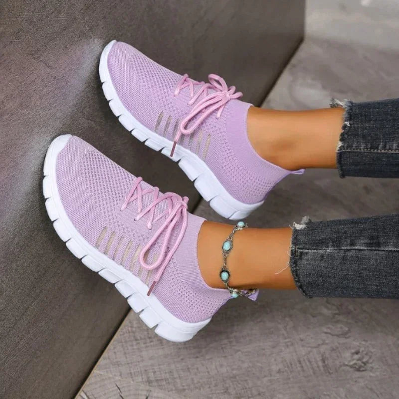 Summer Women Mesh Breathable Casual Shoes Woman Slip on Lightweight Sneakers Girl Lace Up Fashion Comfortable Walking Shoes