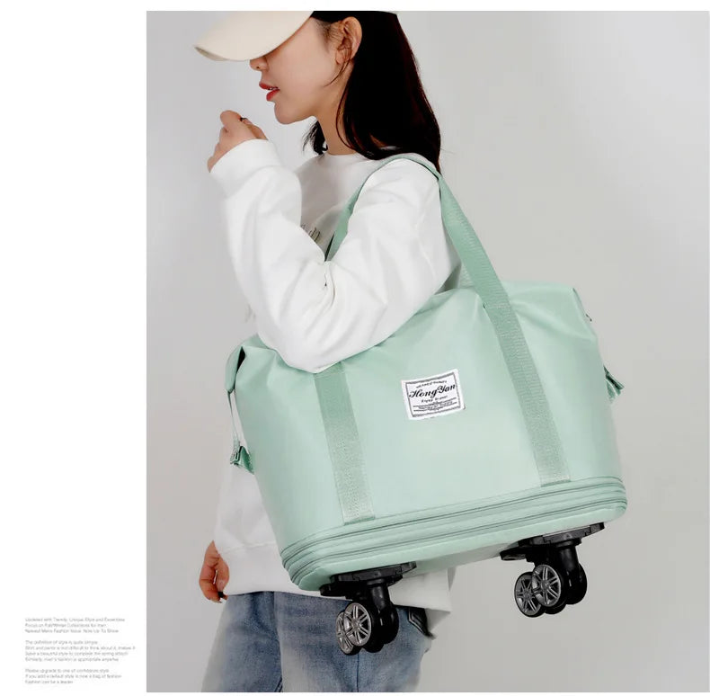 Universal wheel expandable luggage Large capacity dry and wet separation storage travel fitness bag  lightweight luggage