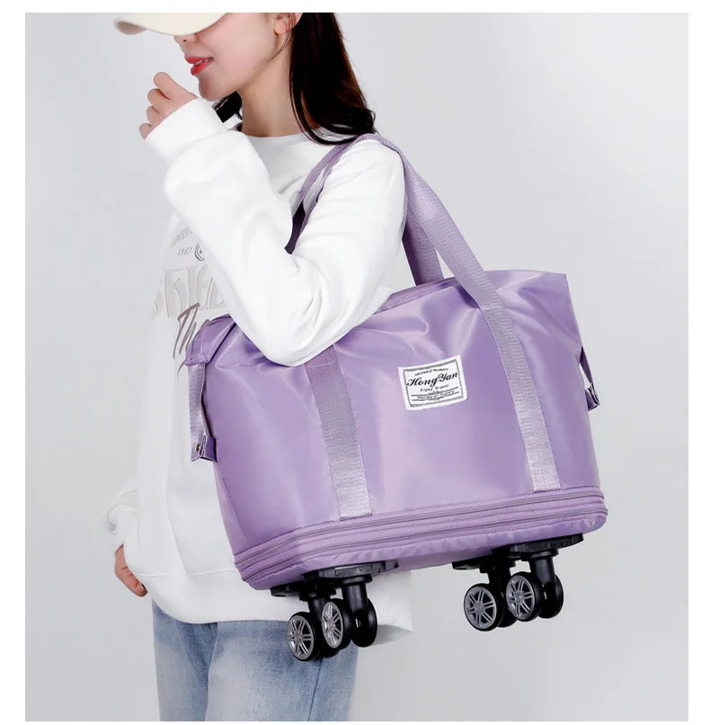 Universal wheel expandable luggage Large capacity dry and wet separation storage travel fitness bag  lightweight luggage