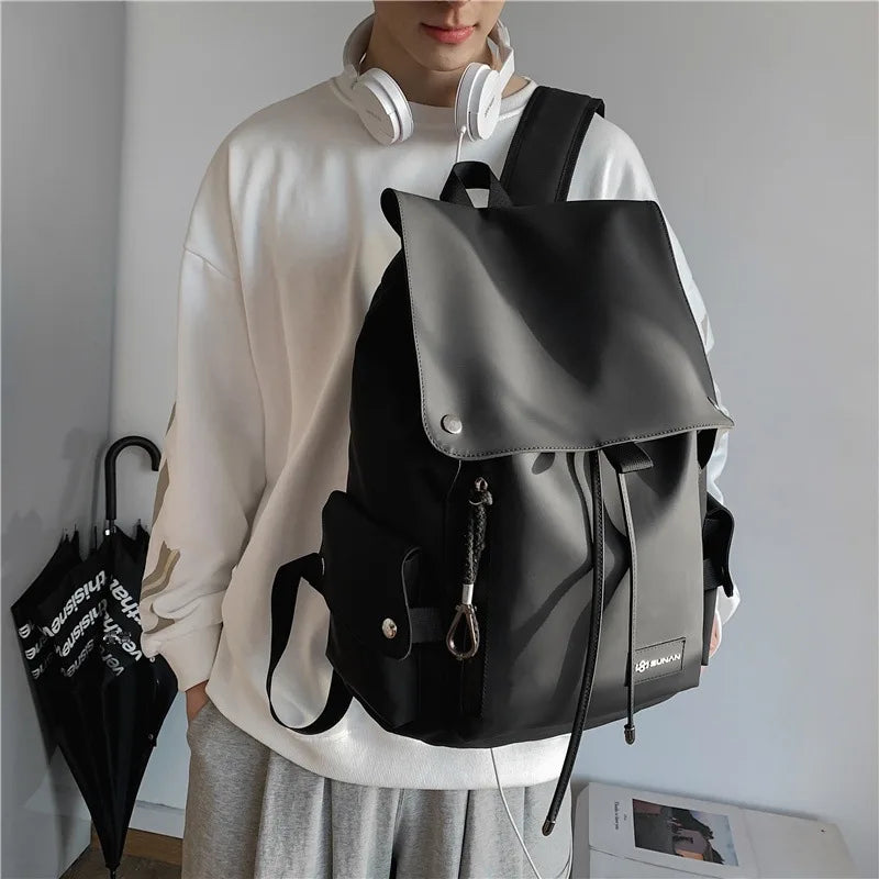 Trendy Men's and Women's Double Shoulder Bag Waterproof Motorcycle Large Capacity Top Cover Student Backpack New Double Bag