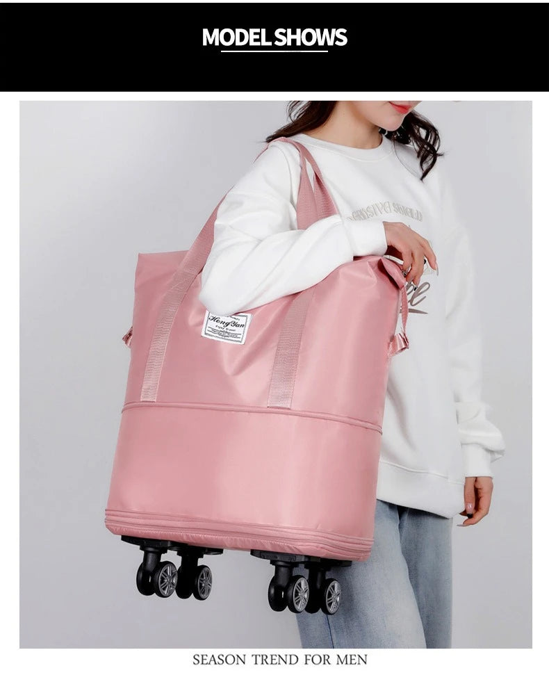 Universal wheel expandable luggage Large capacity dry and wet separation storage travel fitness bag  lightweight luggage