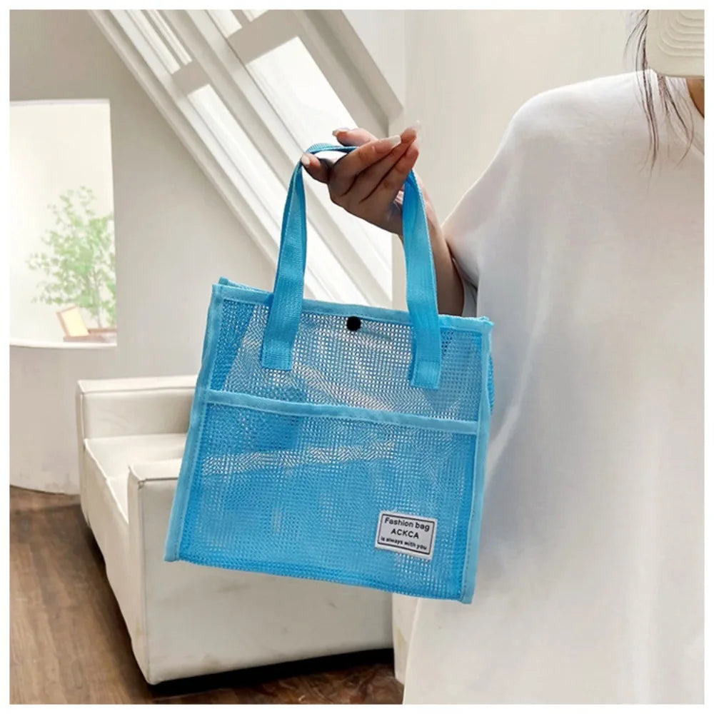 Women's Bag Minimalist Large Capacity Mesh Beach Bag Women's Handle Bag Shopping Travel