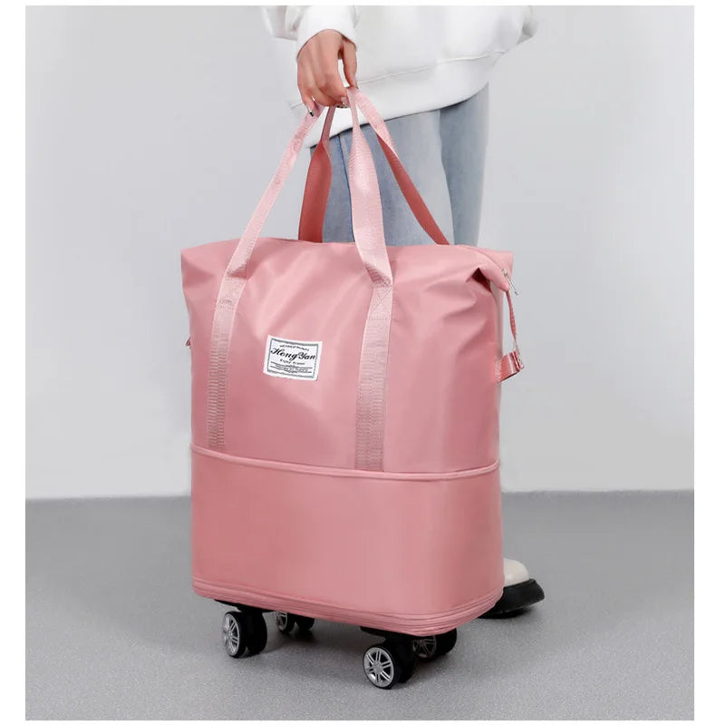 Universal wheel expandable luggage Large capacity dry and wet separation storage travel fitness bag  lightweight luggage