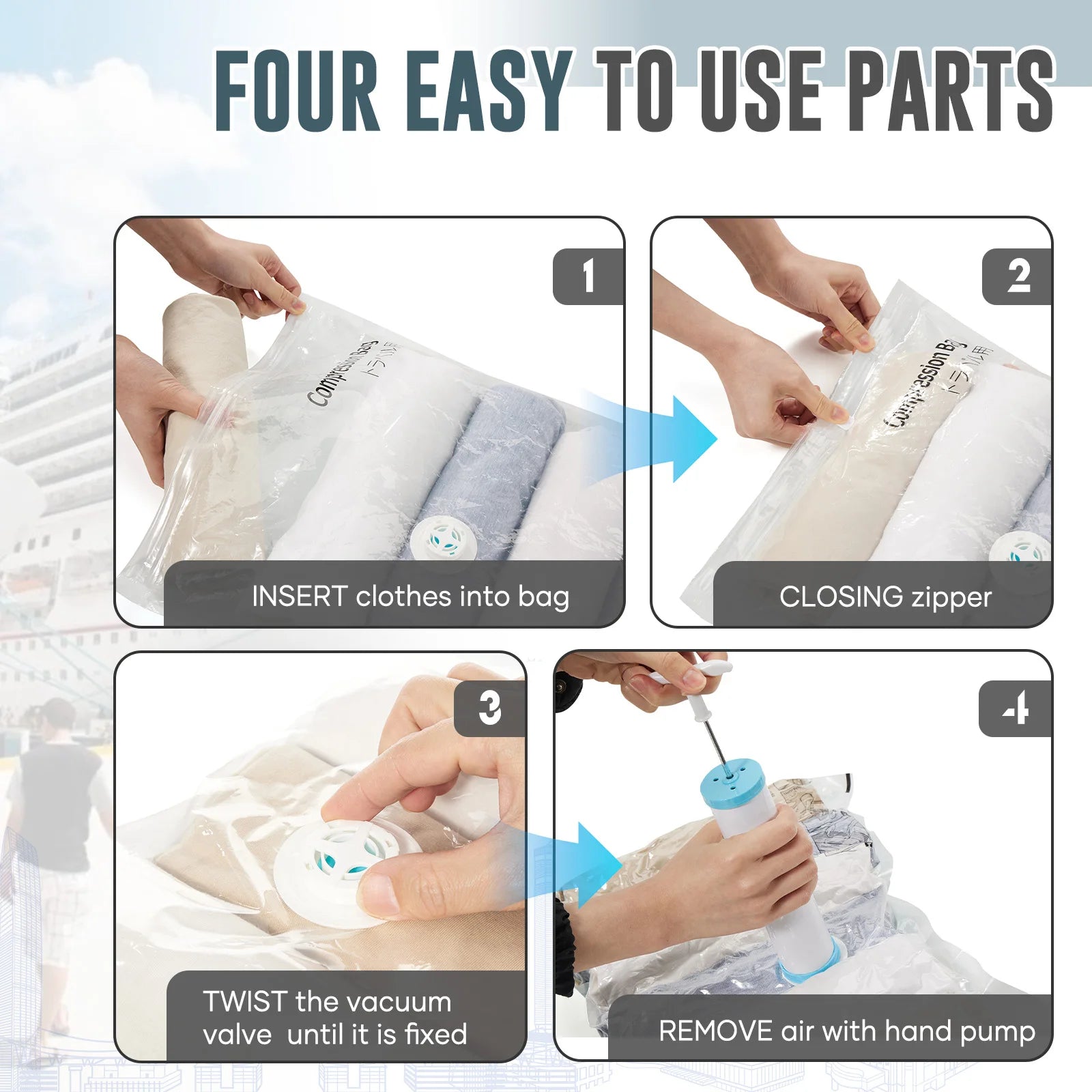 Ryanair 40x30x20 Cabin Bag Women Men leisure School Laptop Bag Carry on Luggage, Wizzair,Vacuum Compression Bag with Manual Pump