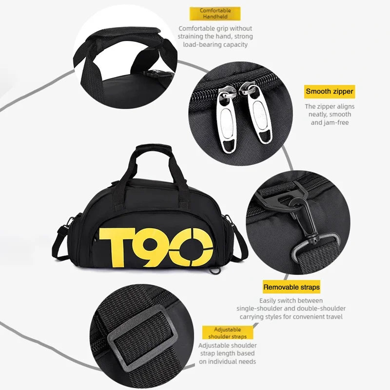 TINSOL T90 Travel Duffle Gym Backpack Women Fitness Boston Luggage Handbag Sports Shoe Shoulder Weekend Big Tote Train Bag Man