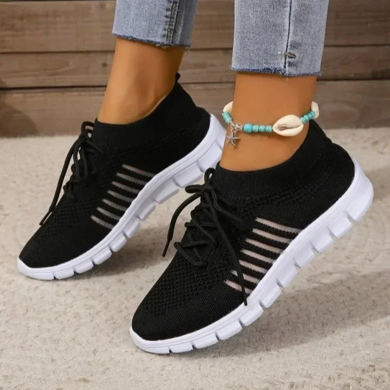 Summer Women Mesh Breathable Casual Shoes Woman Slip on Lightweight Sneakers Girl Lace Up Fashion Comfortable Walking Shoes