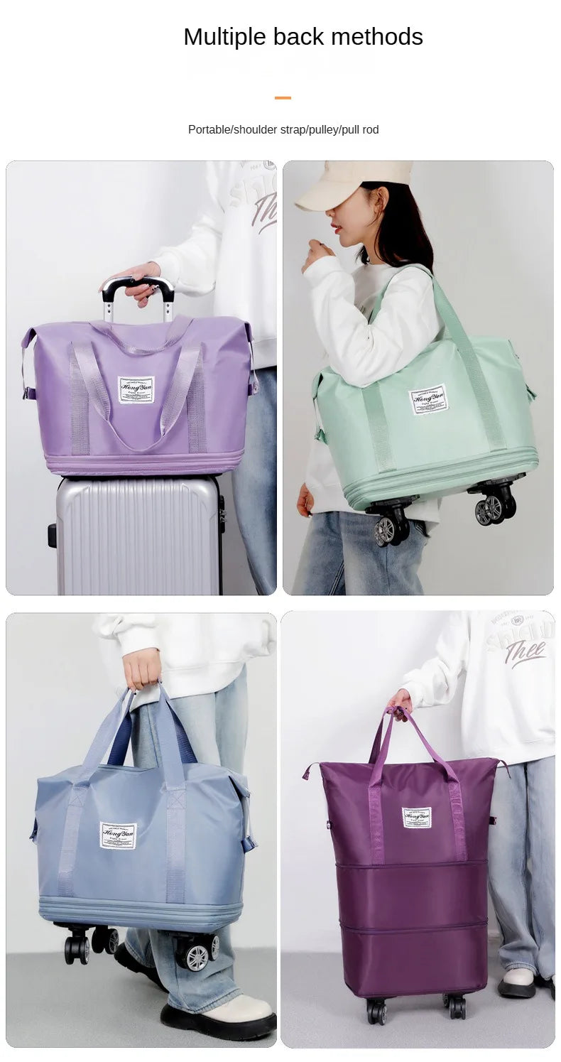 Universal wheel expandable luggage Large capacity dry and wet separation storage travel fitness bag  lightweight luggage