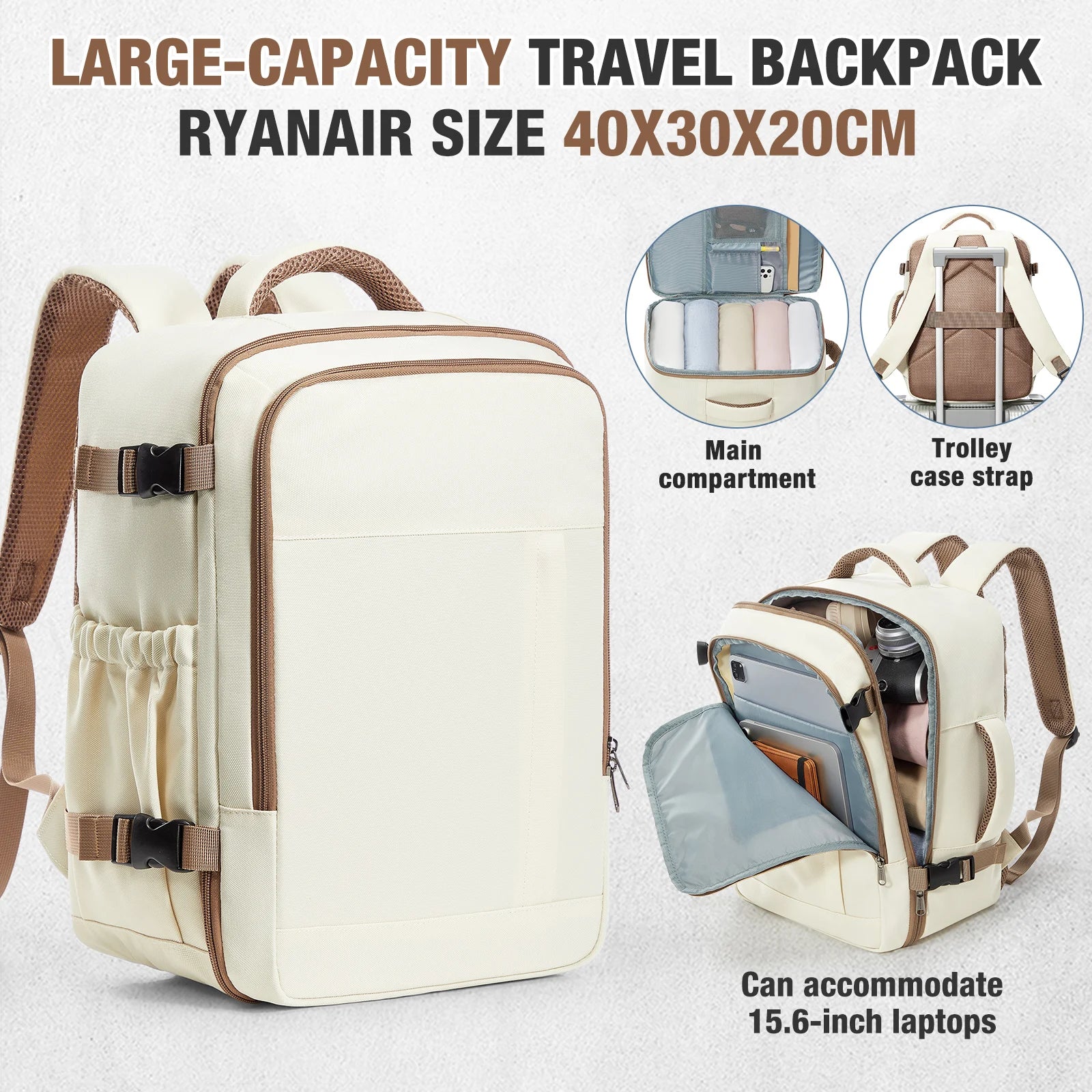 New Travel Boarding Backpack Ryanair 40x30x20, Wiz Air Multi Functional Business Backpack Lightweight Cabin Bag 15.6" Laptop Bag