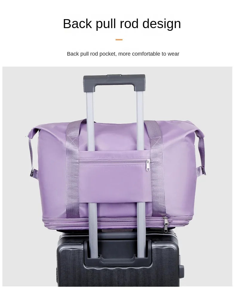 Universal wheel expandable luggage Large capacity dry and wet separation storage travel fitness bag  lightweight luggage