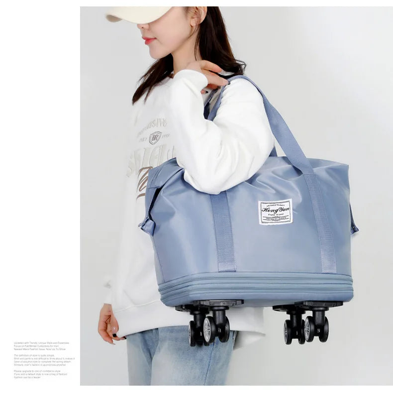 Universal wheel expandable luggage Large capacity dry and wet separation storage travel fitness bag  lightweight luggage