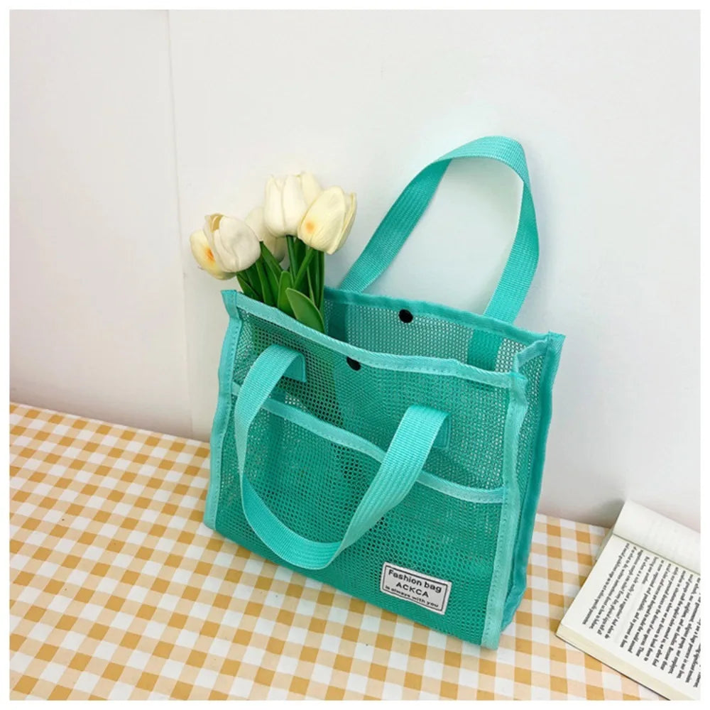 Women's Bag Minimalist Large Capacity Mesh Beach Bag Women's Handle Bag Shopping Travel