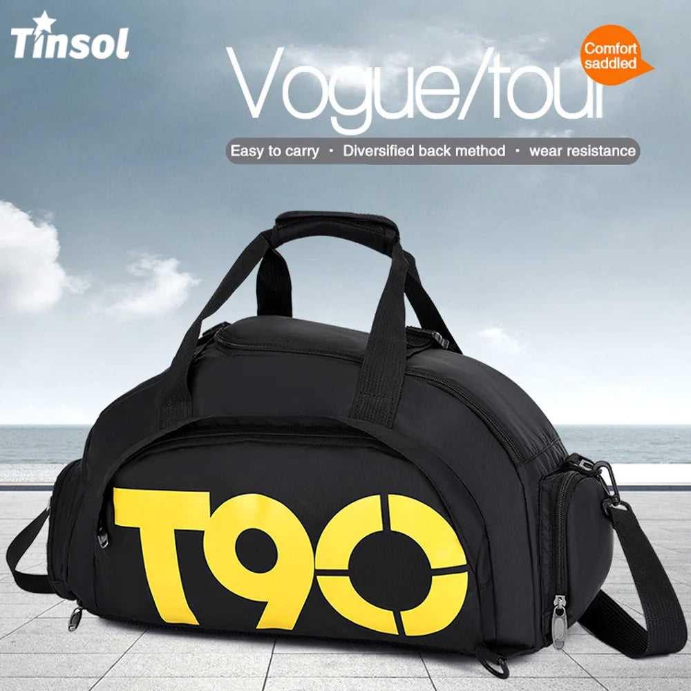 TINSOL T90 Travel Duffle Gym Backpack Women Fitness Boston Luggage Handbag Sports Shoe Shoulder Weekend Big Tote Train Bag Man