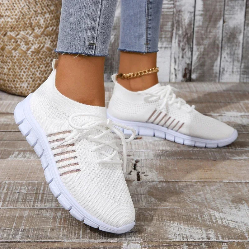 Summer Women Mesh Breathable Casual Shoes Woman Slip on Lightweight Sneakers Girl Lace Up Fashion Comfortable Walking Shoes