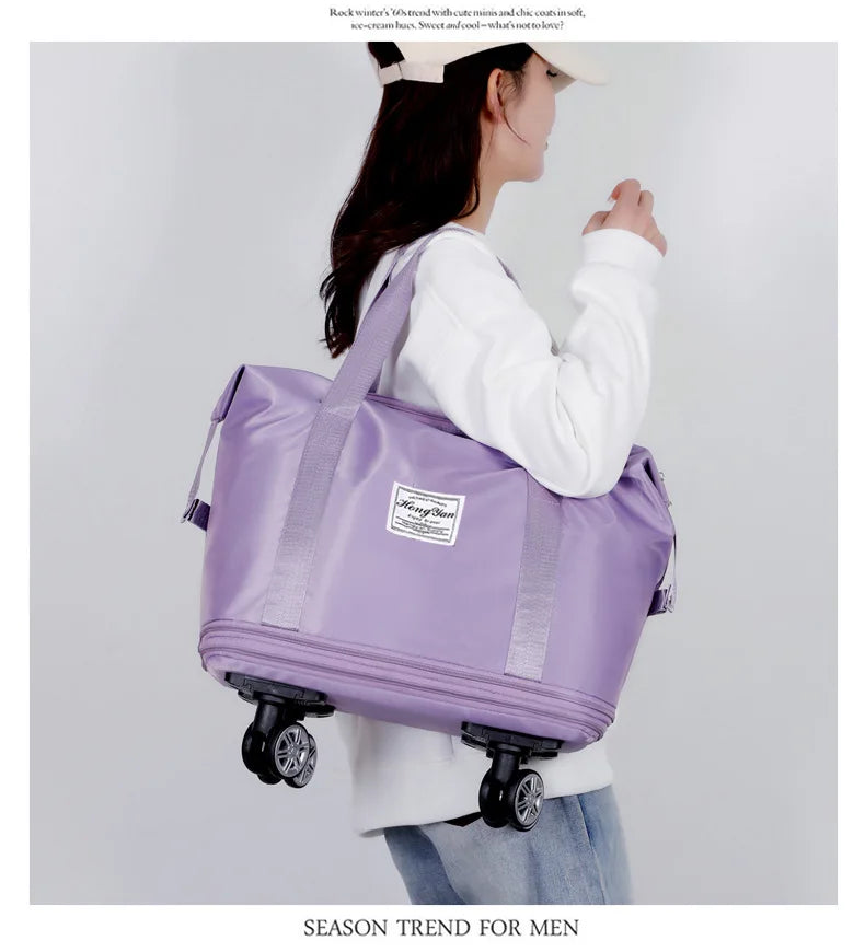 Universal wheel expandable luggage Large capacity dry and wet separation storage travel fitness bag  lightweight luggage