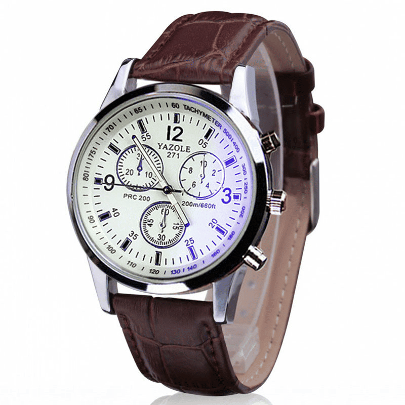 Sophisticated Men's Quartz Watch: Stainless Steel, PU Leather Strap, Water-Resistant