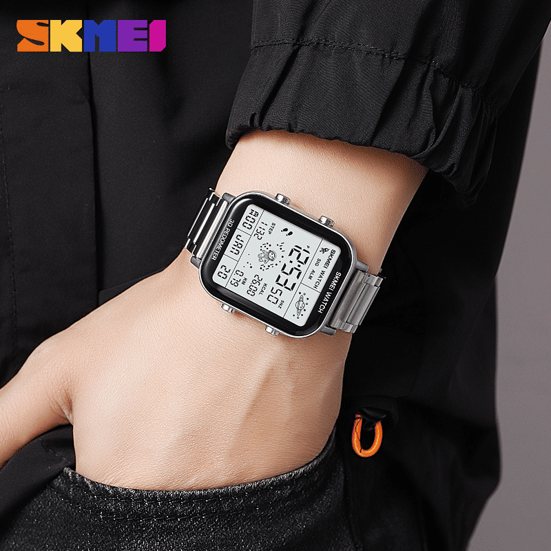 SKMEI Men's Premium Digital Watch: Durable Steel Strap, Multifunctional, Black Finish