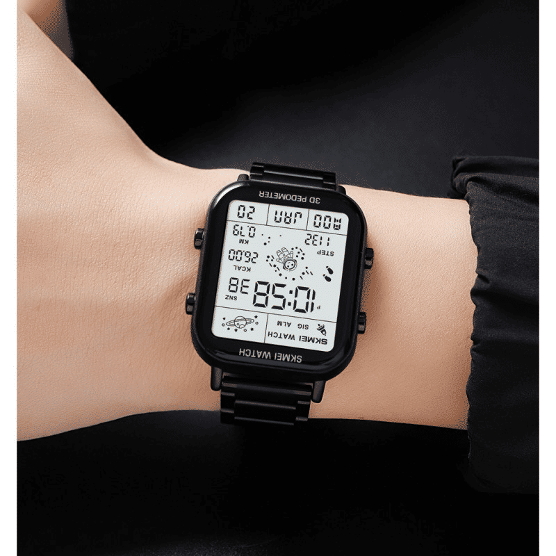 SKMEI Men's Premium Digital Watch: Durable Steel Strap, Multifunctional, Black Finish