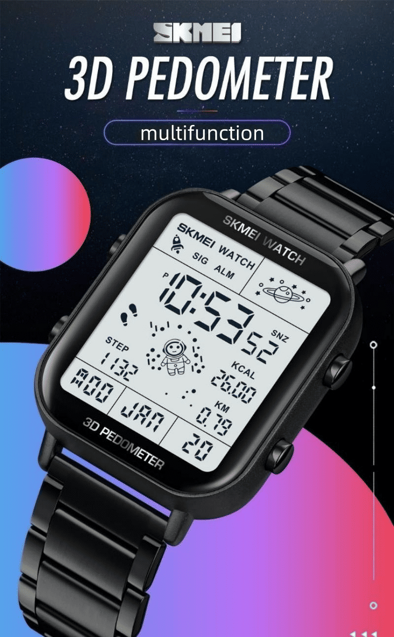 SKMEI Men's Premium Digital Watch: Durable Steel Strap, Multifunctional, Black Finish