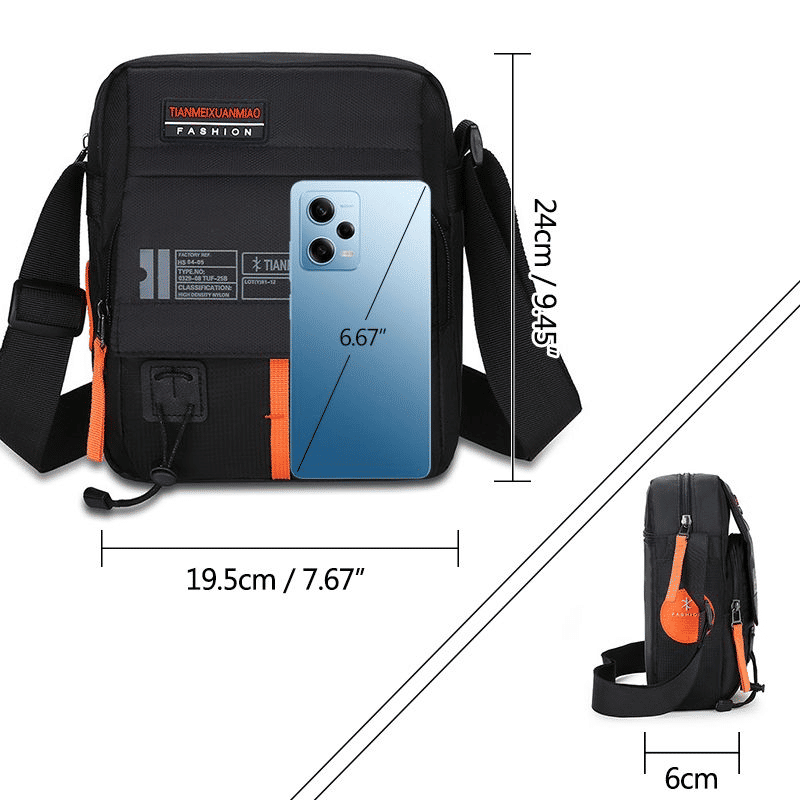 Men's Durable Nylon Chest Sling Bag - Lightweight, Multi-Pocket Crossbody Design